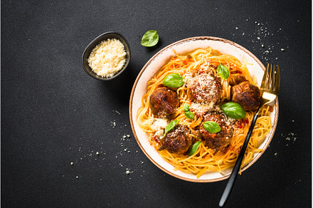 Pasta with Meatballs in tomato sauce, a Food & Drink Photo by Nadia-nb