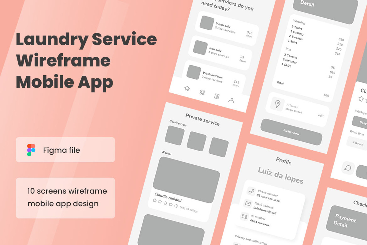Laundry Service Wireframe Apps, a Websites & App Template by INSPR STD (Photo 1 of 11)