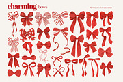 Watercolor Clipart Set Charming Bows, a Decorative Illustration by ViktoriyaD (Thumbnail 3 of 8)