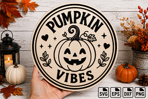Pumpkin Vibes Round Door Sign SVG