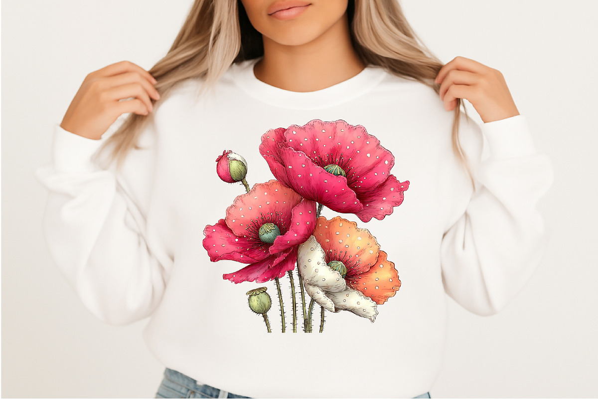 Whimsical Spring Poppy Flower Clipar, an Illustration by Craft Nest (Photo 7 of 11)