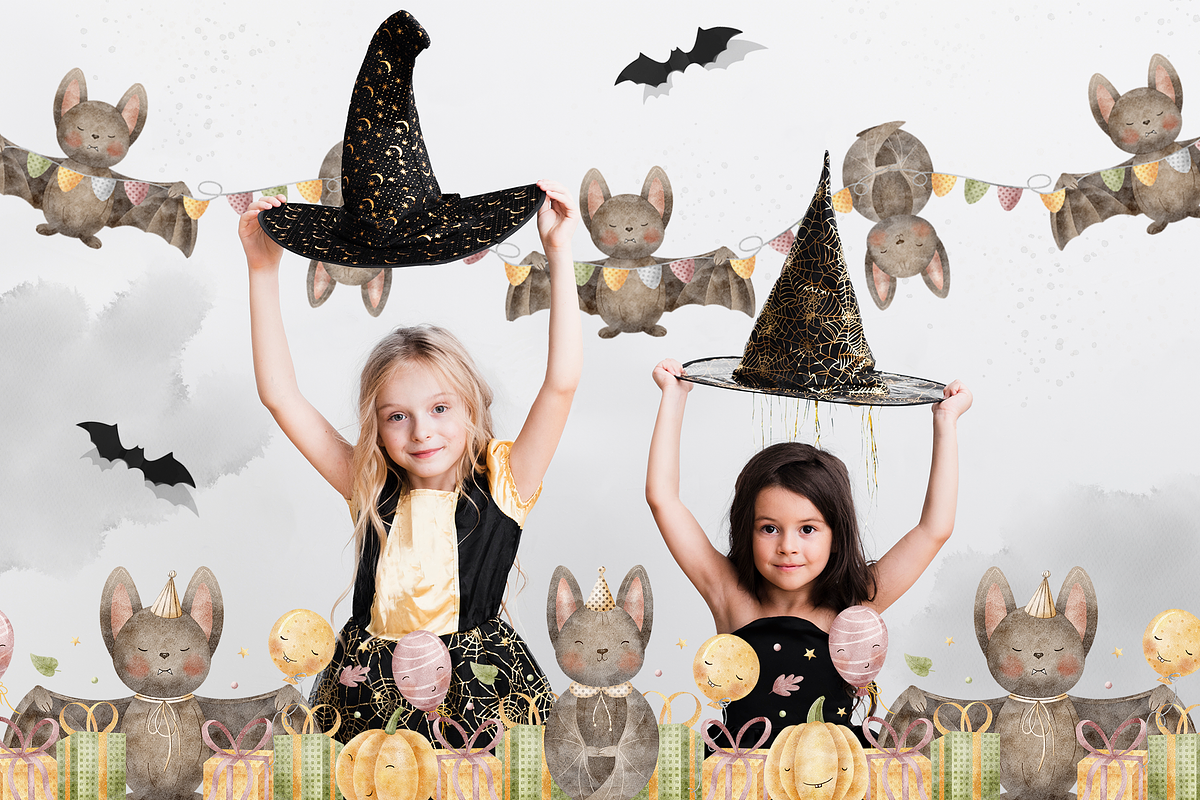 Halloween Bats watercolor clip art, an Illustration by Nastya Brekhova (Photo 6 of 14)