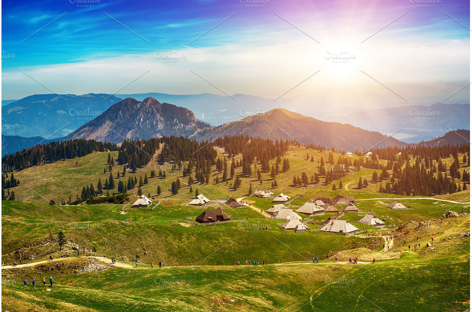 Mountain village in Alps, wooden, a Nature Photo by Nature and travel