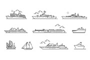 Ships Symbols. Vector Icons Set, a Transportation Illustration by Tettygreen (Thumbnail 2 of 3)