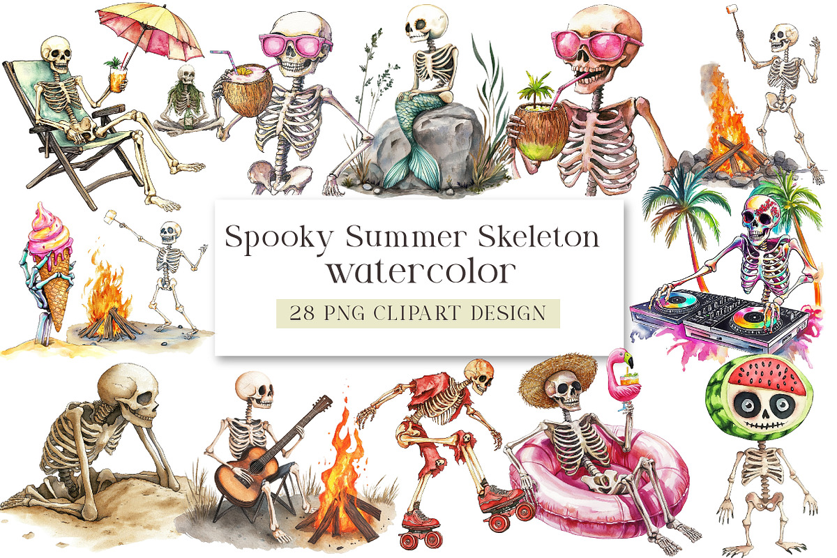 Spooky Summer Skeleton Sublimation, an Illustration by DreamArtGraphic (Photo 1 of 4)