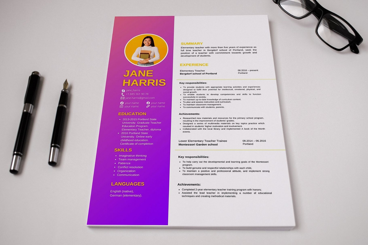 Teacher Resume Template |Canva, a Resume Template by MediaKitTemplates (Photo 2 of 10)