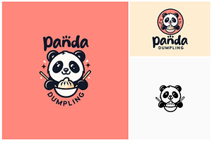 panda eats dimsum dumpling logo, a Branding & Logo Template by Enola99d