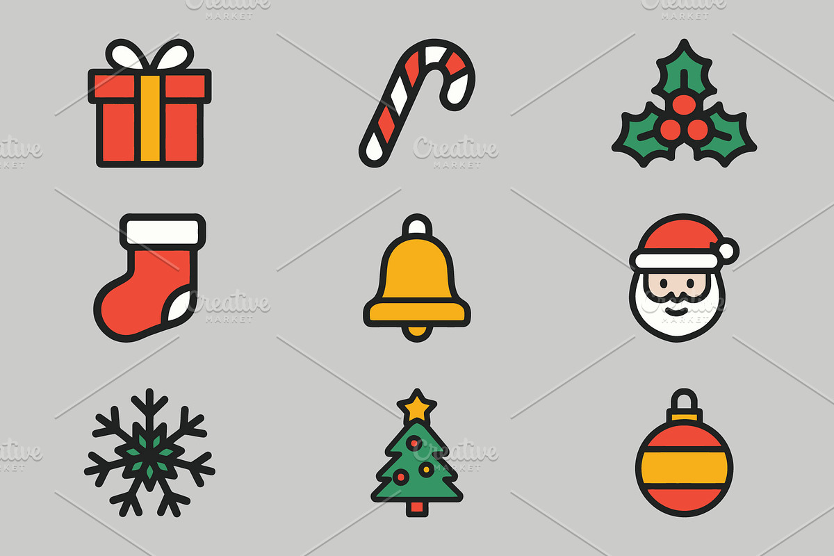 Christmas icons set in flat vector, a Branding & Logo Template by Vectorium Studio