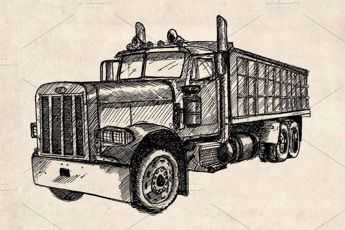 American Trucks Drawings Pack, an Illustration by Doggy Days (Photo 6 of 7)