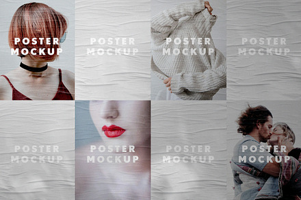 Wall With Glued Posters Mockup, a Mockup by Design Squad