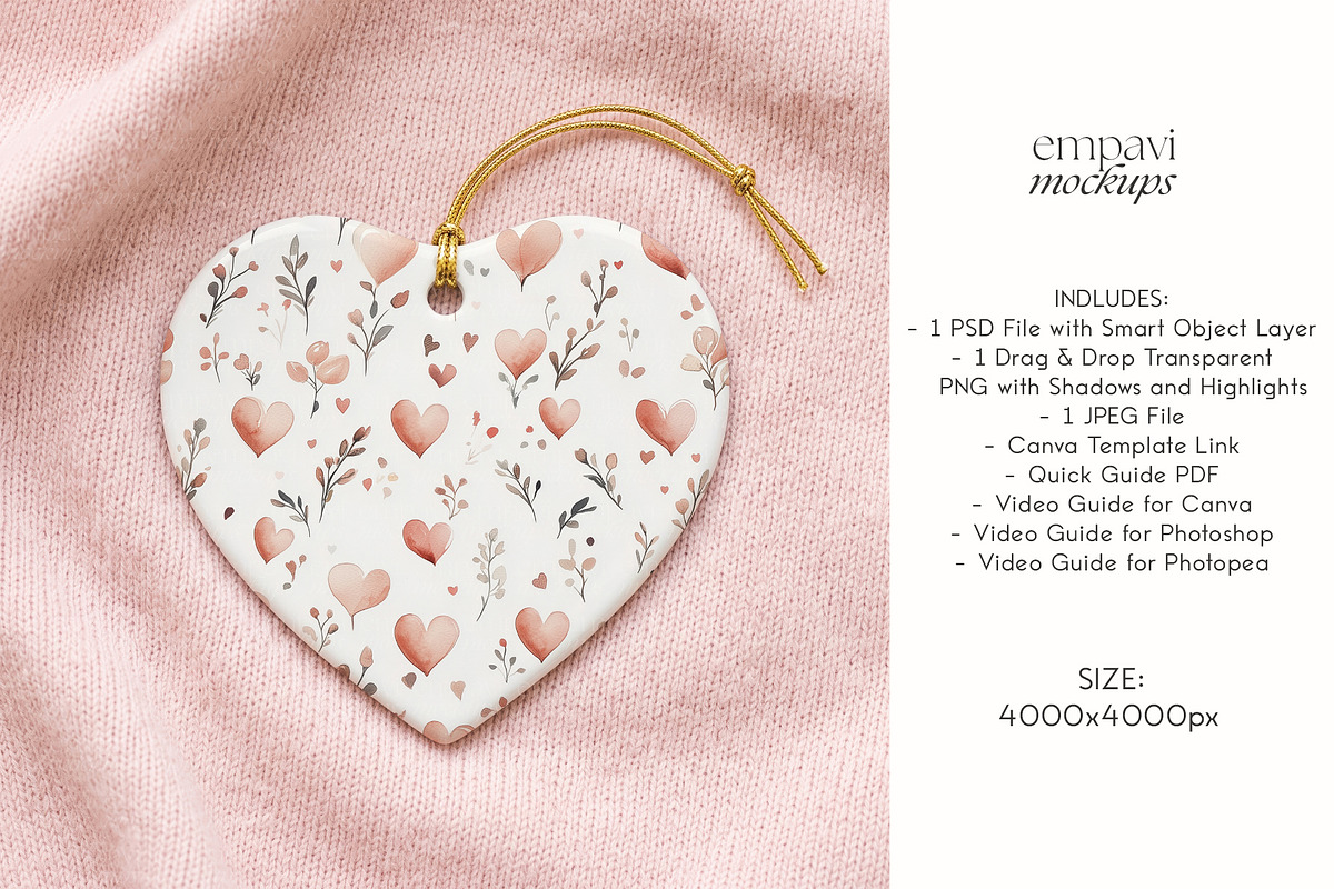Heart Ornament Mockup, a Household Mockup by EmpaviMockups (Photo 6 of 6)