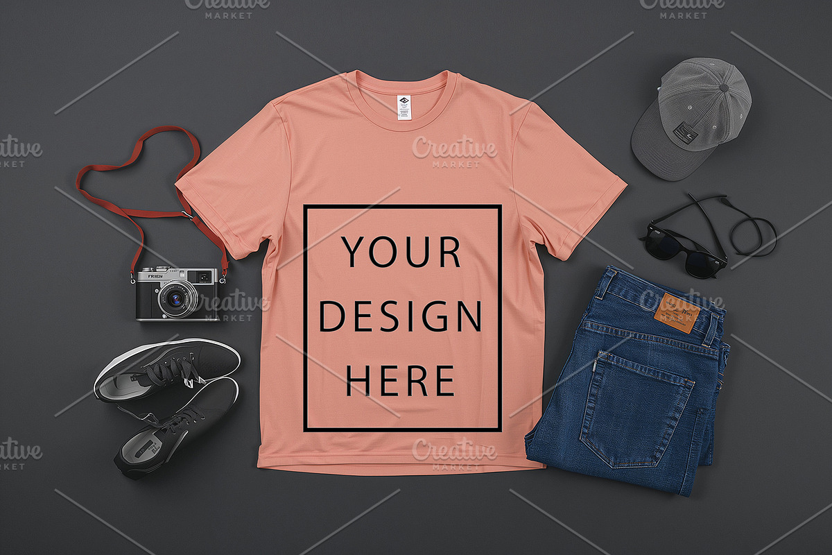 T-Shirt Mockup - Peach Edition, a Shirt Mockup by ForhadGFX (Photo 3 of 12)