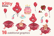 Kitty Birthday collection, an Animal Illustration by moja doodle (Thumbnail 3 of 4)