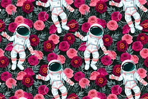 Astronaut And Flowers