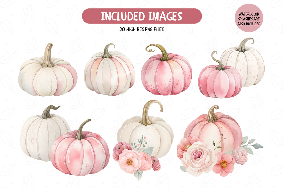 Pink Floral Pumpkin Clipart, an Illustration by TatiMockup (Photo 3 of 4)