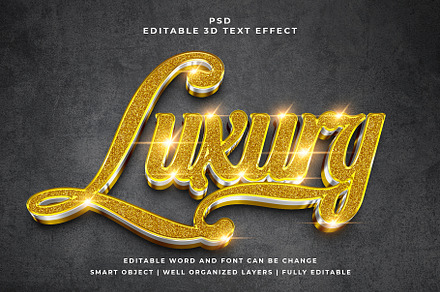 Luxury Gold Glitter 3d Text Effect, a Layer Style Add-On by designermdnazir