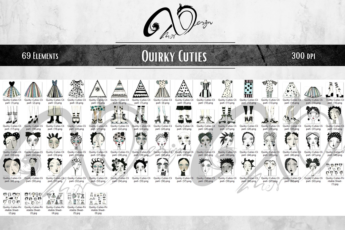 Quirky Cuties: Paper Doll Kit, an Illustration by NiiiNArt (Photo 6 of 6)