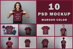 T-Shirt Mockup - Maroon Edition