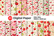 Cute Cherry Apple Fruit Pattern, a Pattern Graphic by Artonix (Thumbnail 1 of 7)