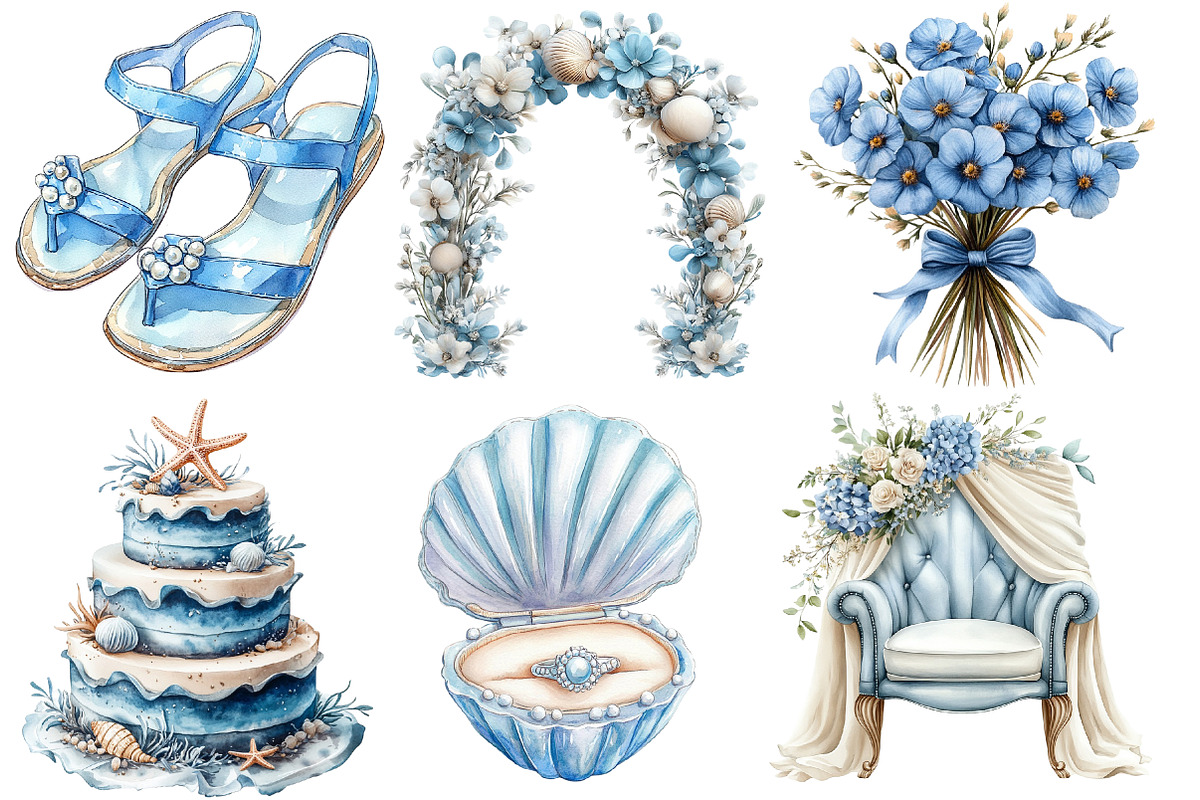 Beach Wedding Set Clipart, an Illustration by Designworld (Photo 2 of 7)