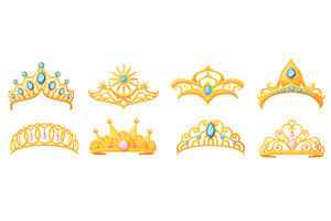 Cartoon tiara. Princess gold diadem, an Illustration by Stock-Smart-Start