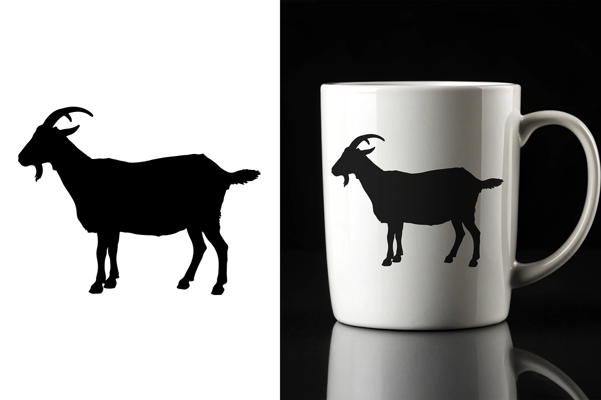 Goat Silhouette Set Vector Illustrat, an Animal Illustration by Unique Design Team
