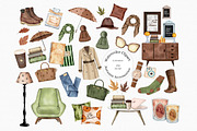 Watercolor Fall Essentials Clipart, an Illustration by MiracleArtAndDesign (Thumbnail 1 of 5)