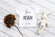White Baby Bodysuit Mockup JPG, a Beauty & Fashion Photo by SC Photography & Design (Thumbnail 1 of 2)