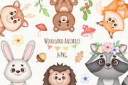 Watercolor Woodland Animals Clipart, an Animal Illustration by ekossa_art (Thumbnail 1 of 6)