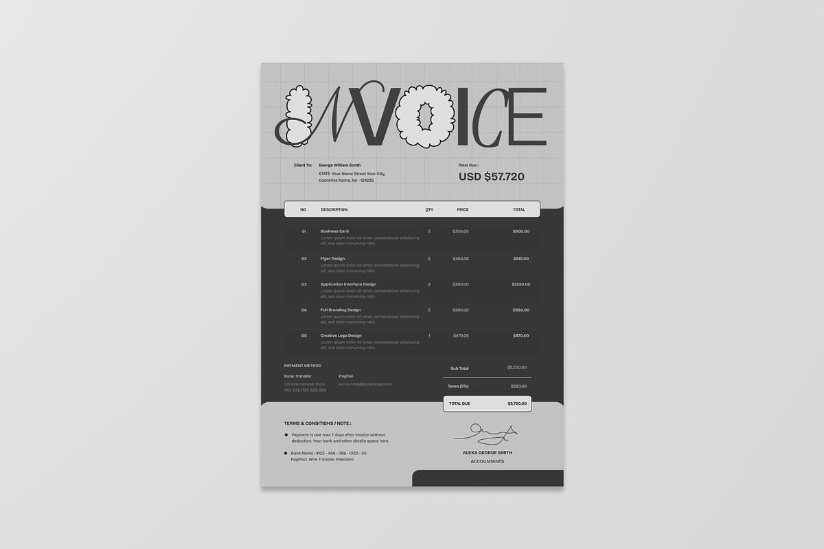 Modern Invoice, a Stationery Template by MMPixelCraft (Photo 4 of 5)