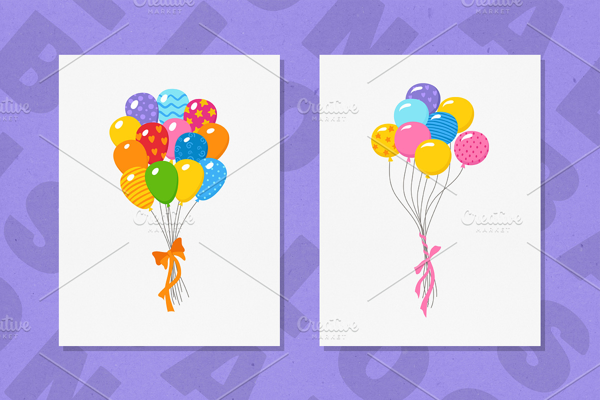 Balloons in a bunch Greeting vector, an Object Illustration by Neliakott ♥ (Photo 5 of 10)
