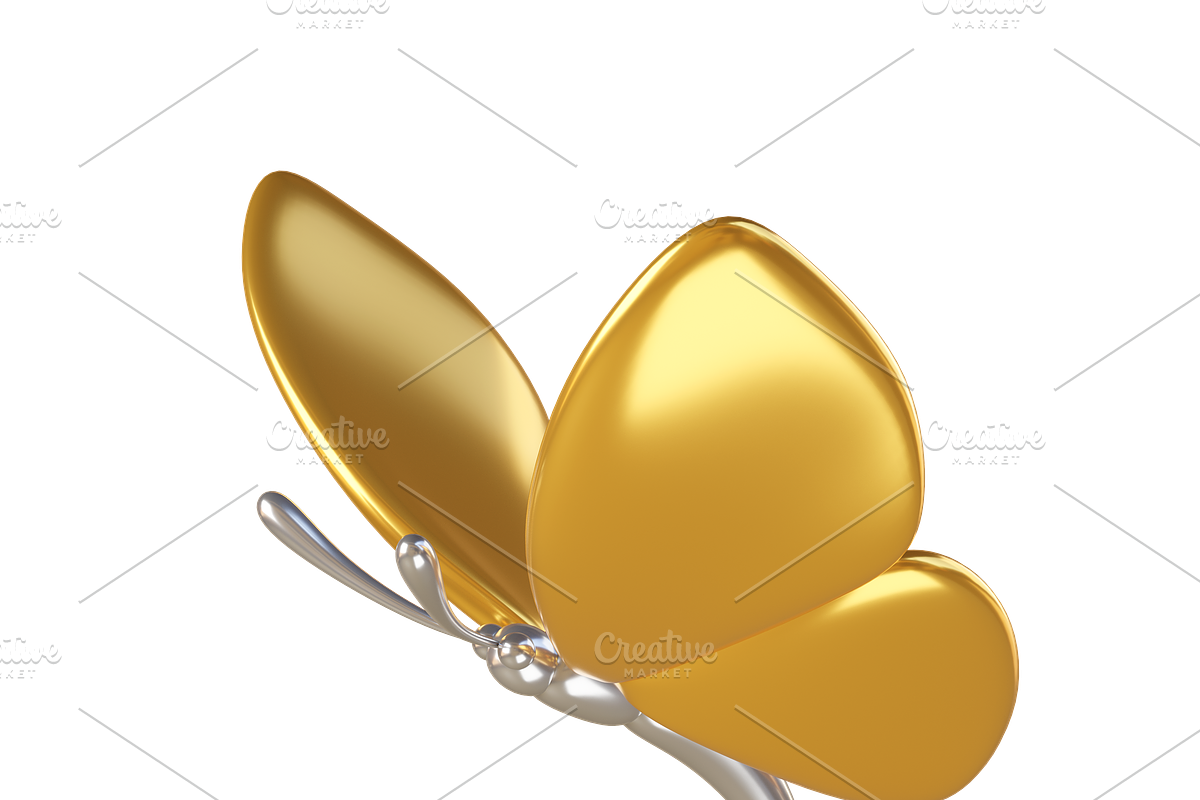 Cute 3D golden Butterflies icons, an Animal 3D Model by Hannet (Photo 2 of 5)