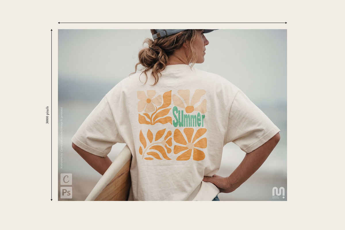 Beach T-Shirt Mockup Back view, a Shirt Mockup by The Blue Bird (Photo 6 of 8)