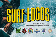 Surf Logos - Editable Vector Designs, a Branding & Logo Template by Wingsart Studio (Thumbnail 1 of 8)