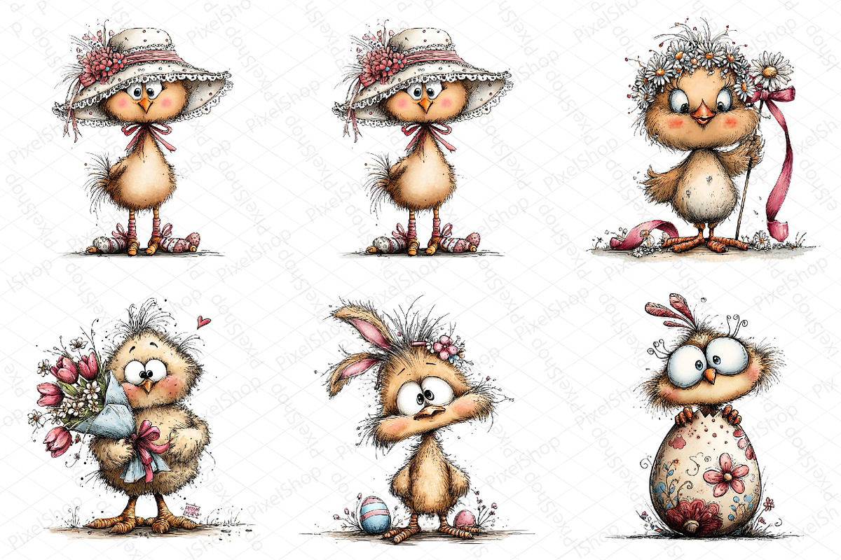Easter Chicken Whimsical Clipart, an Illustration by DreamPrint404 (Photo 4 of 6)