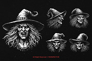 10 Bundle Dark Art Witch Head Women, an Illustration by Morspective (Thumbnail 3 of 7)