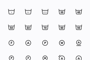 Laundry Symbols, Washing Line Icons