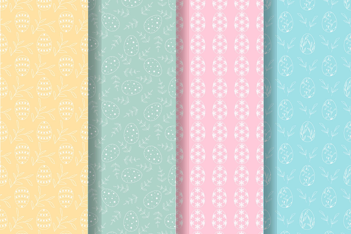 Set of pastel patterns Easter eggs, a Pattern Graphic by Tati_Kli (Photo 1 of 5)
