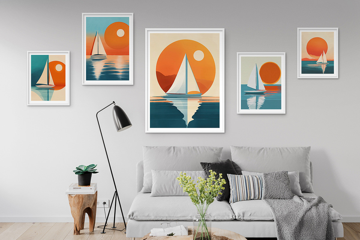 Sunset Sailboat Illustration, a Decorative Illustration by Housui Patterns (Photo 9 of 9)