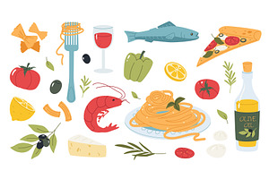 Italian Food Pasta, a Food Illustration by alexdndz