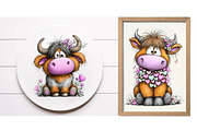 Watercolor Valentine Haighland cow, an Illustration by Designworld (Thumbnail 4 of 6)