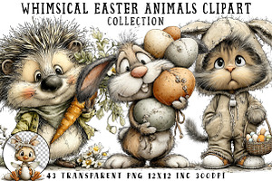 Whimsical Easter Animals Clipart, an Illustration by OK Design
