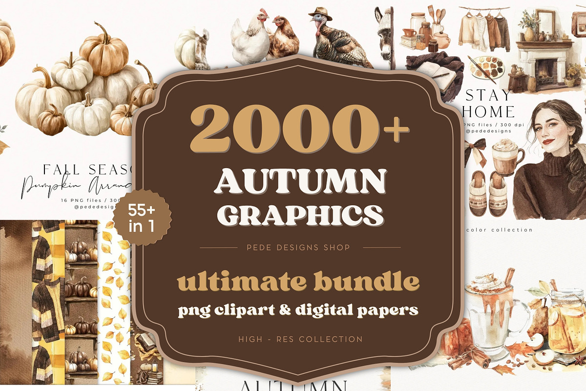 Autumn Mega Bundle 2000+, a Seasonal Illustration by PeDe Designs (Photo 1 of 17)