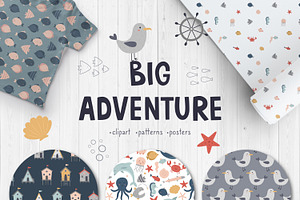 Big Adventure. Sea Vector Collection