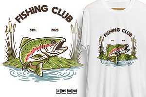 Illustration vector lineart fishing, an Illustration by kalehstudio