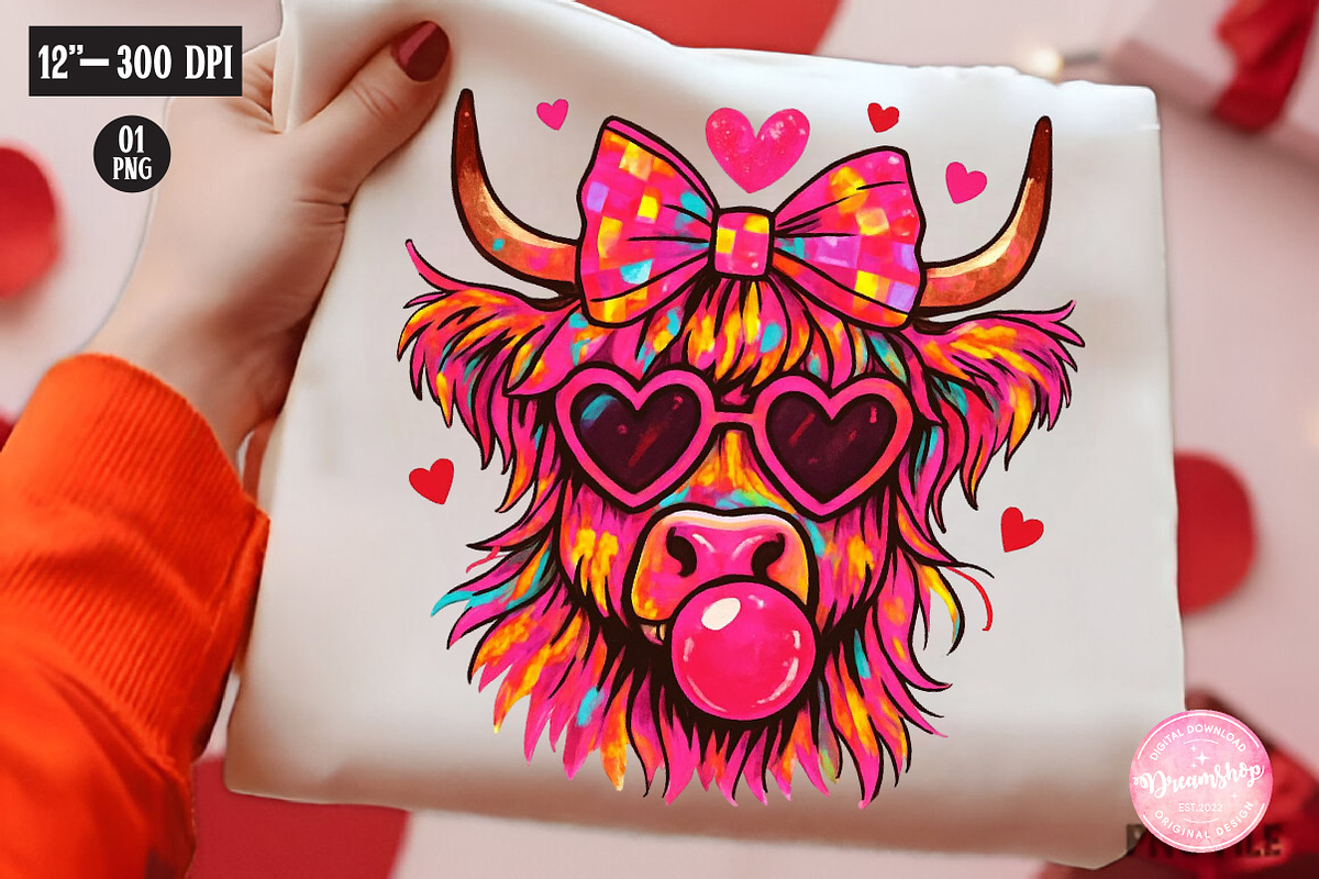 Heifer Valentine Png,Highland Cow, an Illustration by CreationArt (Photo 1 of 5)