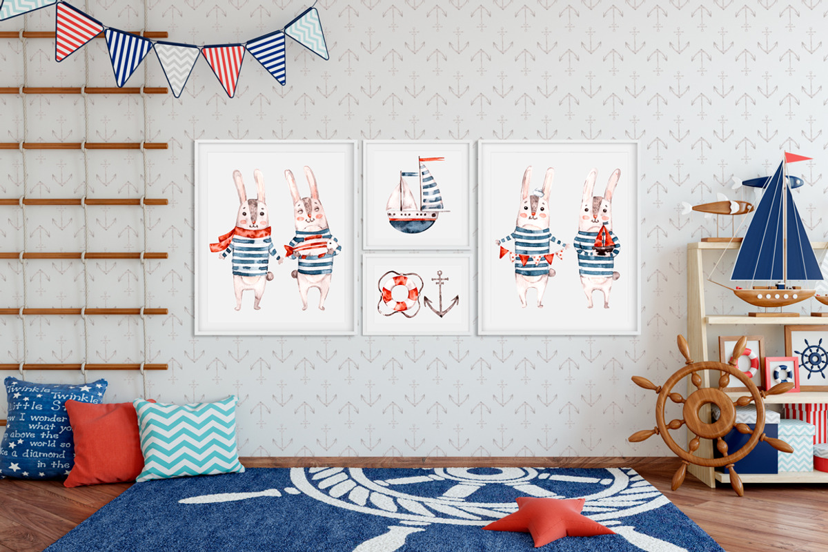 Sea rabbits naive watercolor clipart, an Animal Illustration by UlitkaStudio (Photo 4 of 9)
