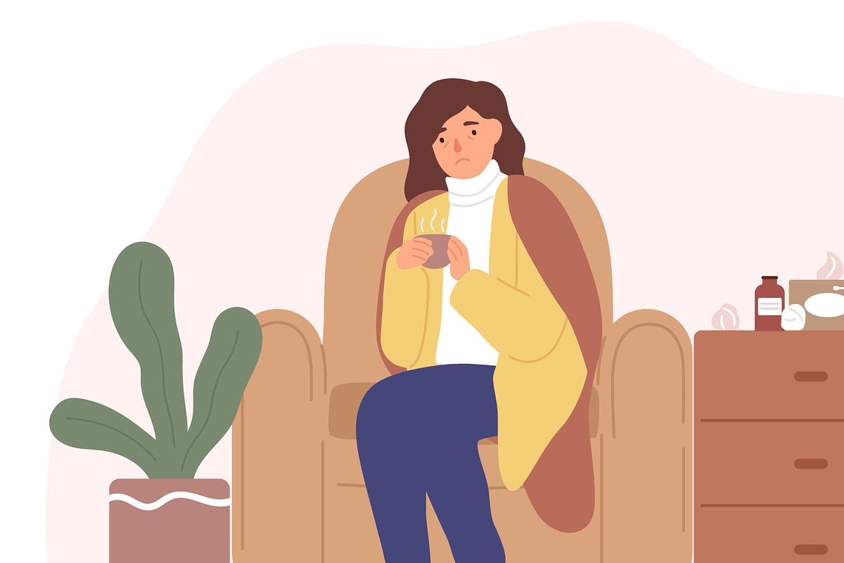 Sick woman at home, a Healthcare Illustration by Good Studio (Photo 2 of 3)