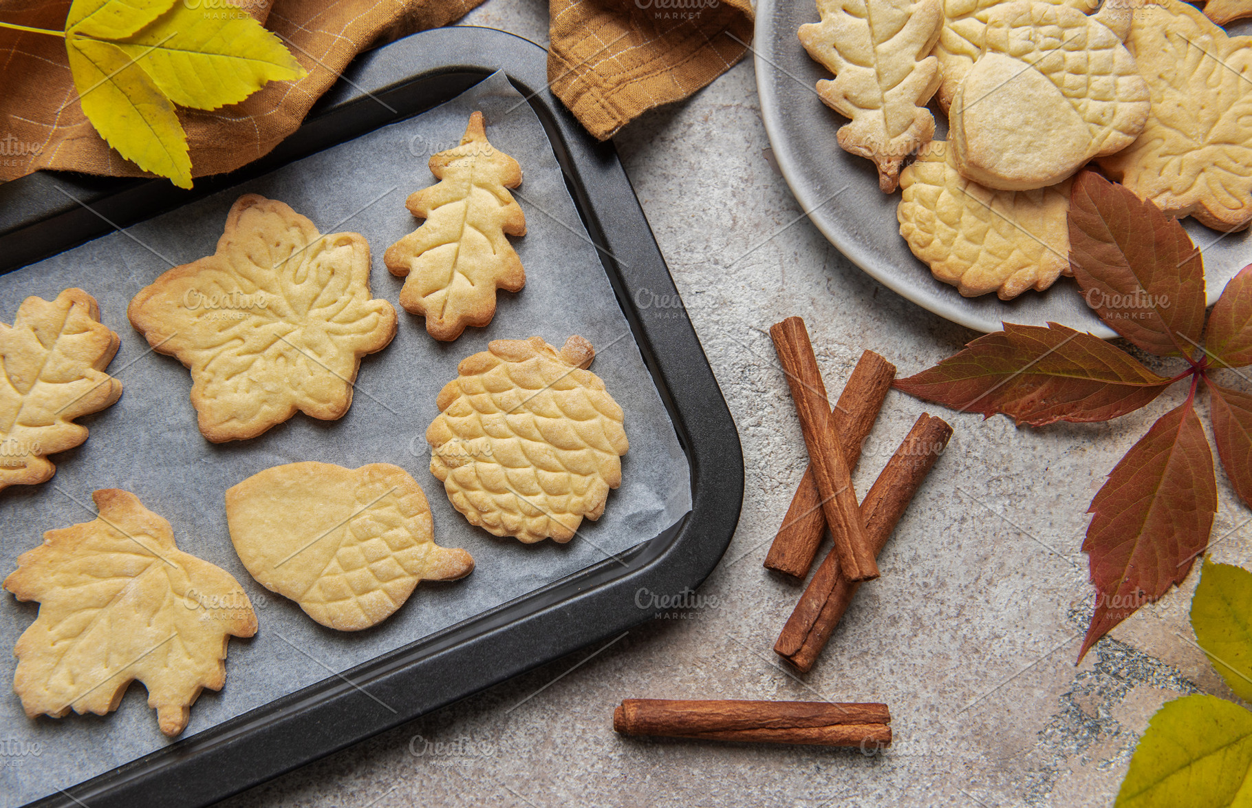 Autumn baking cookies creating seasonal cinnamon flavor treats, a Food & Drink Photo by Olena Rudo