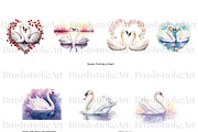 Watercolor Swan Clipart, White Swans, an Animal Illustration by BrushstrokeArtGB (Thumbnail 3 of 9)